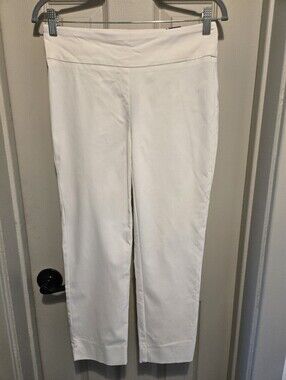 White House Black Market Side Slit White Capris sz 4